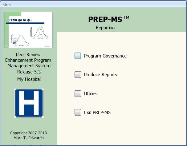 PREP-MS Reporting Main Screen