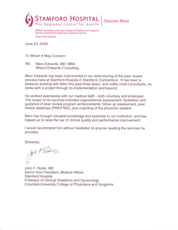 Letter of recommendation from Dr. John Rodis
